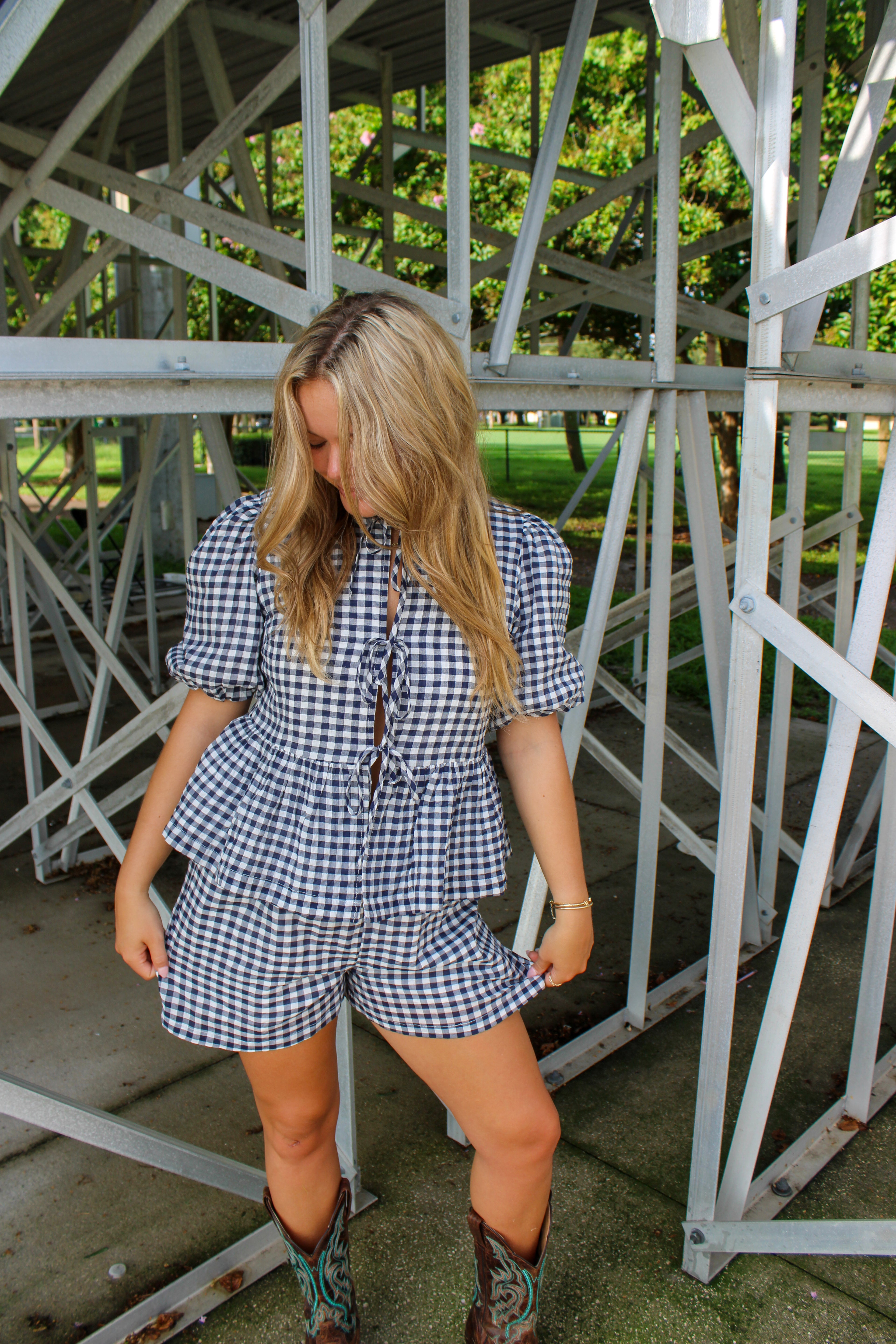 GINGHAM BOW FRONT SET