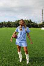 POPLIN STRIPE SHORT SLEEVE DRESS