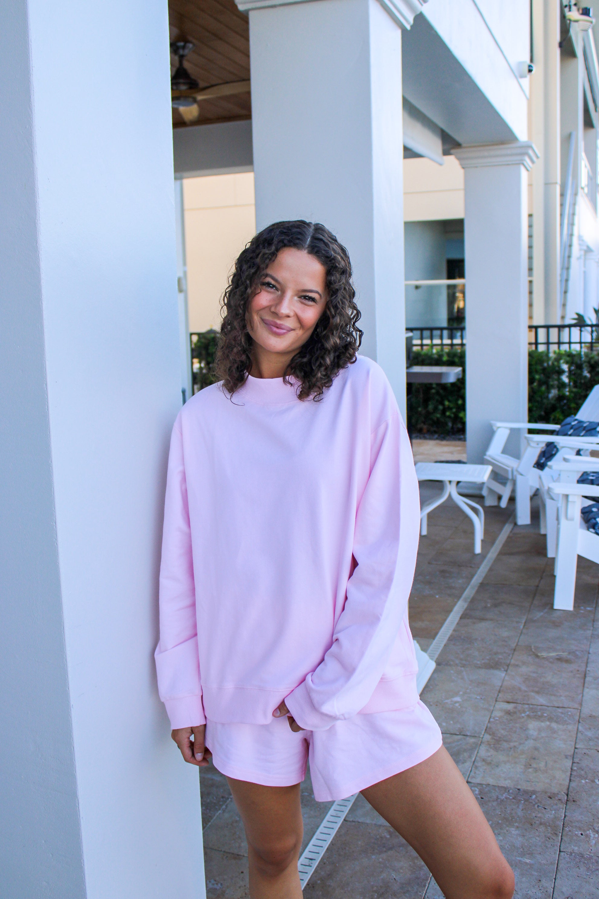 MOCK NECK SET IN BUBBLE GUM