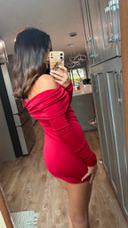 OFF SHOULDER RED MINI DRESS