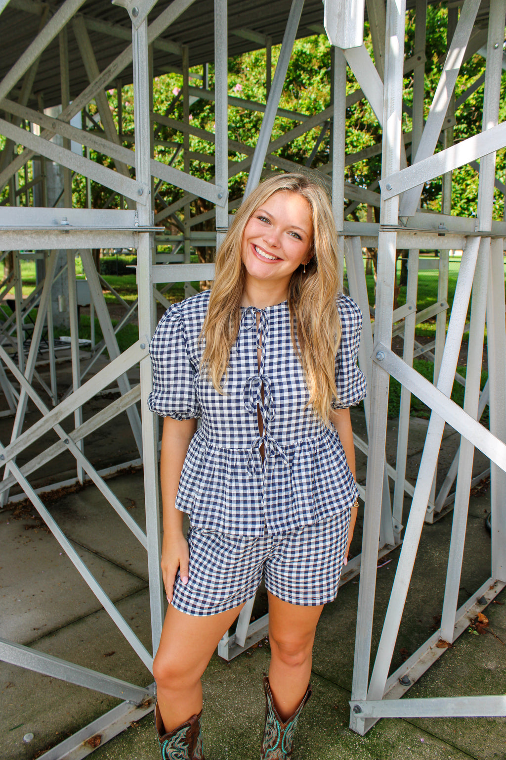 GINGHAM BOW FRONT SET