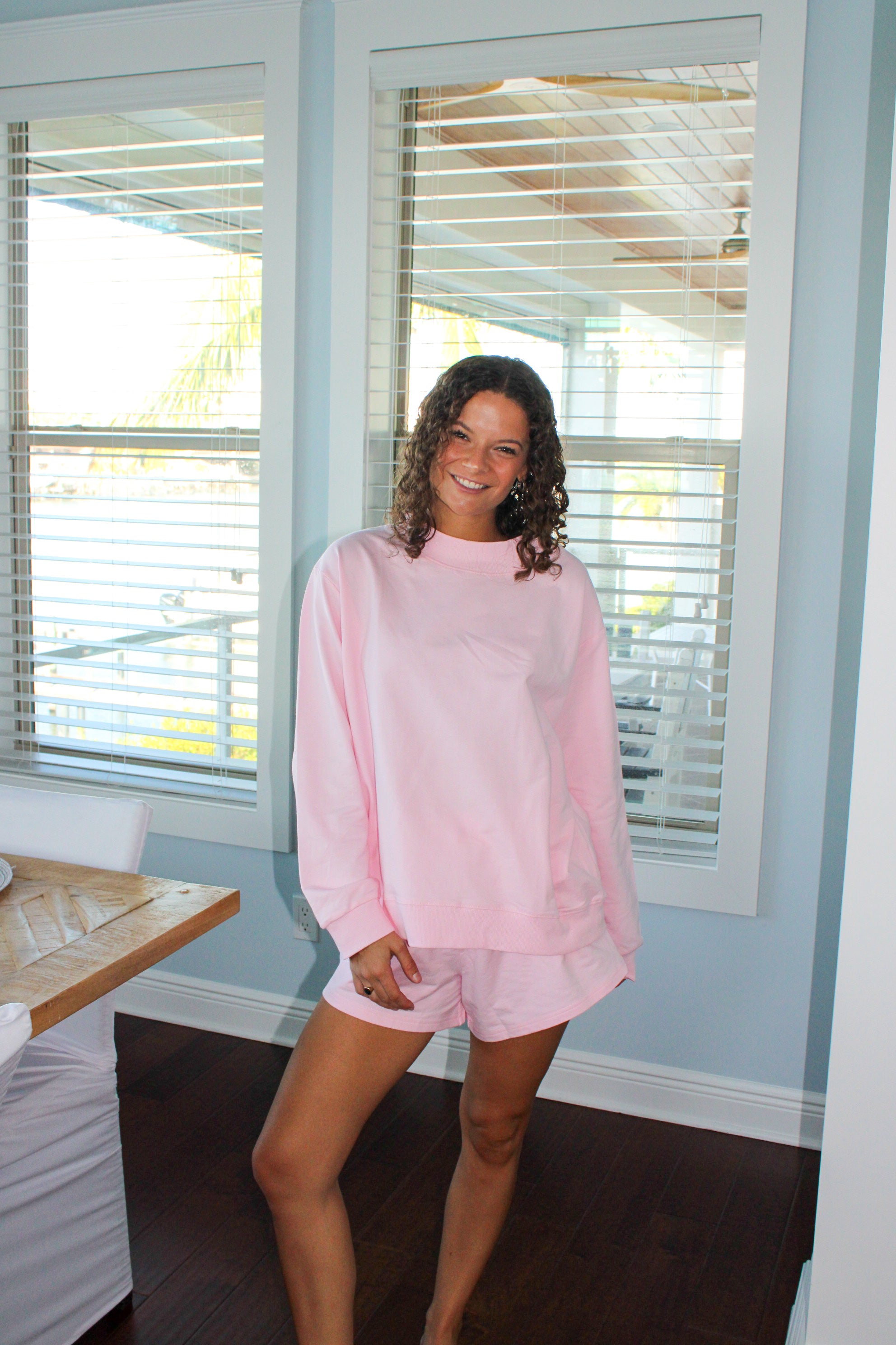 MOCK NECK SET IN BUBBLE GUM