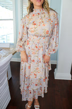 SMOCKED WAIST LONG SLEEVE DRESS