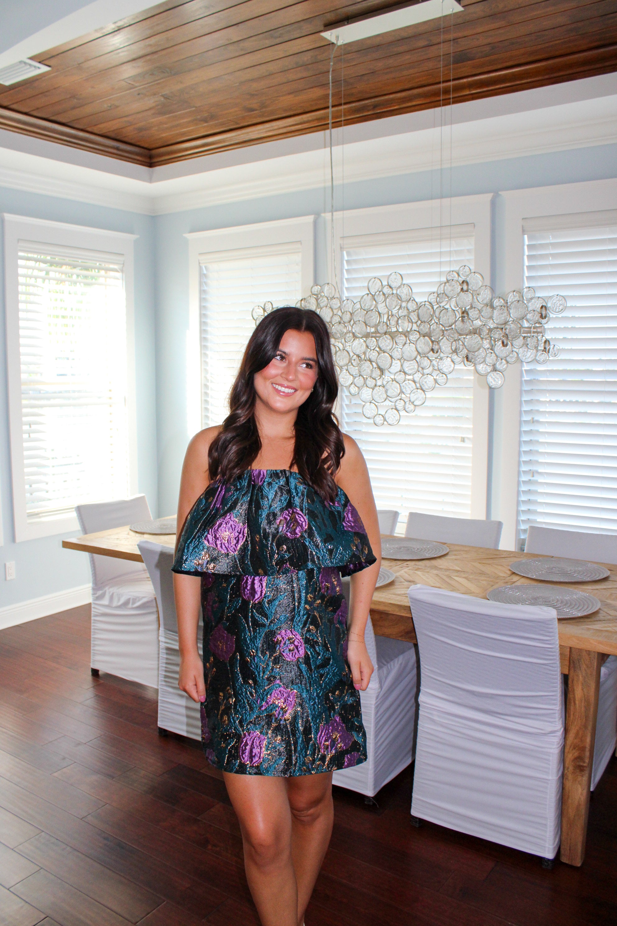 FLORAL STRAPLESS DRESS