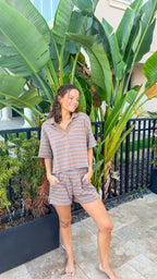 MOCHA/BLUE STRIPE SET