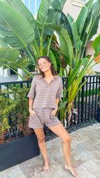 MOCHA/BLUE STRIPE SET