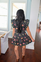 RUFFLE SHORT SLEEVE FLORAL DRESS