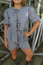 GINGHAM BOW FRONT SET