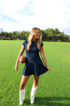 DENIM OPEN BACK BOW DRESS