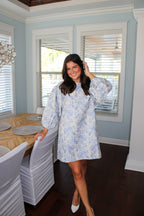 PUFF SLEEVE ROUND NECK DRESS