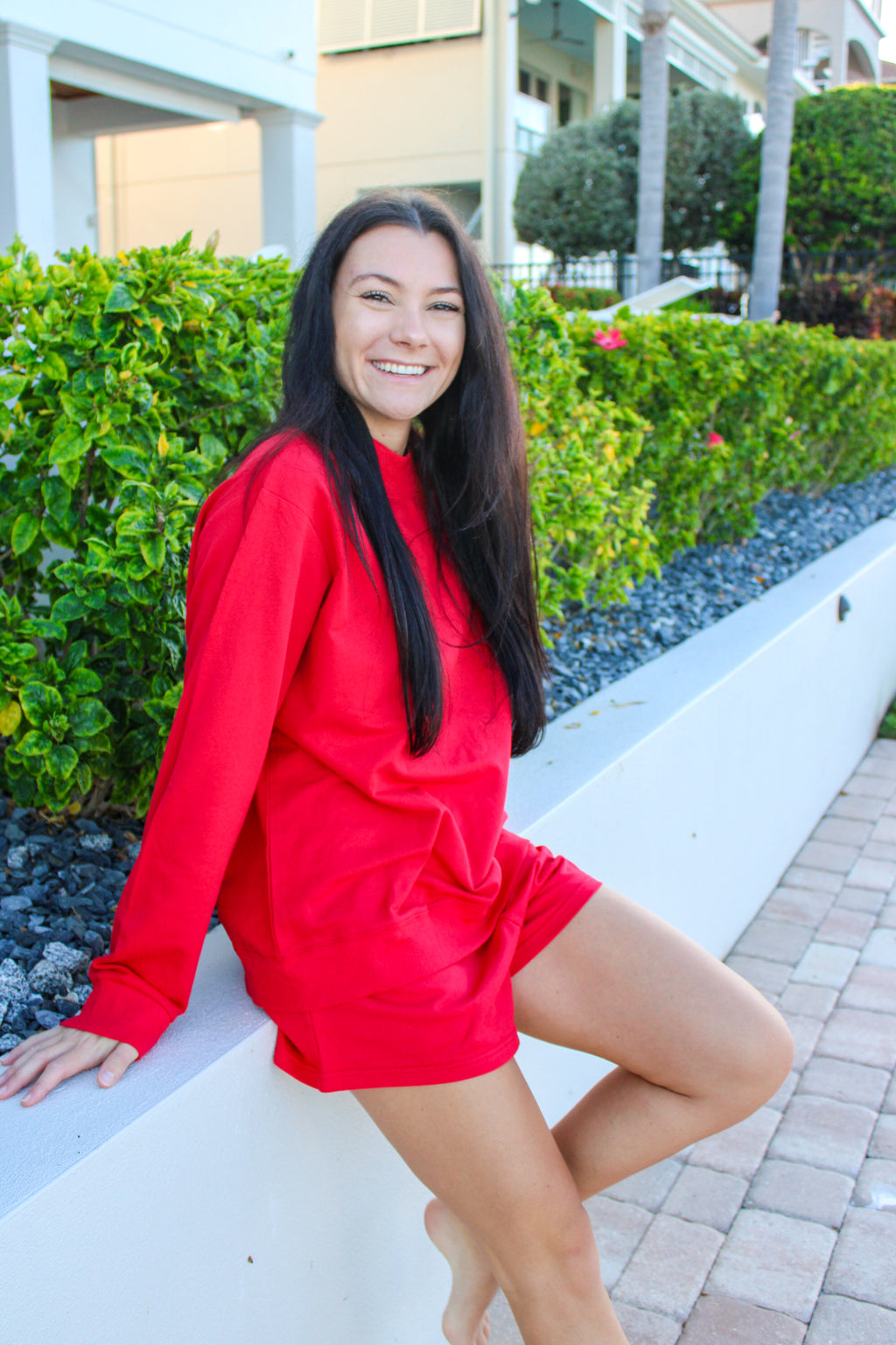 MOCK NECK SET IN CHERRY