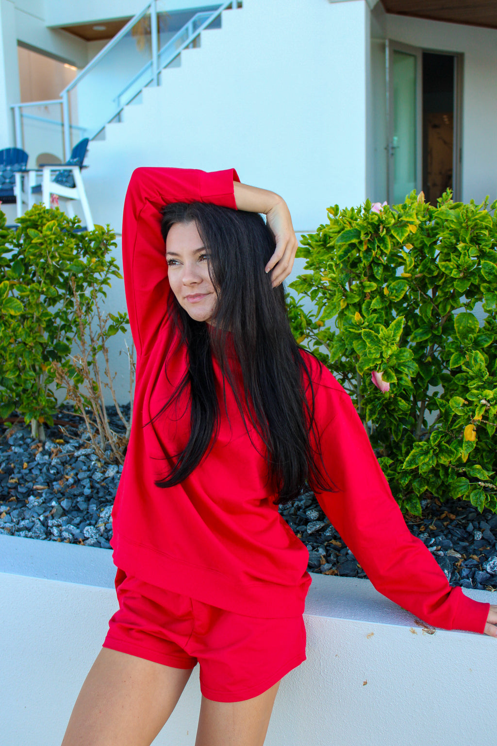 MOCK NECK SET IN CHERRY