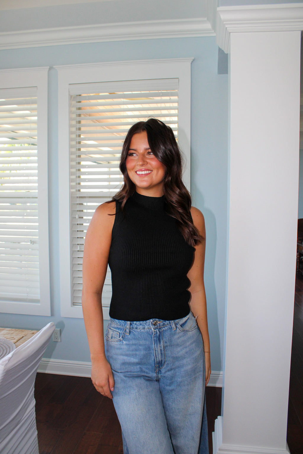 BLACK HALTER NECK TOP