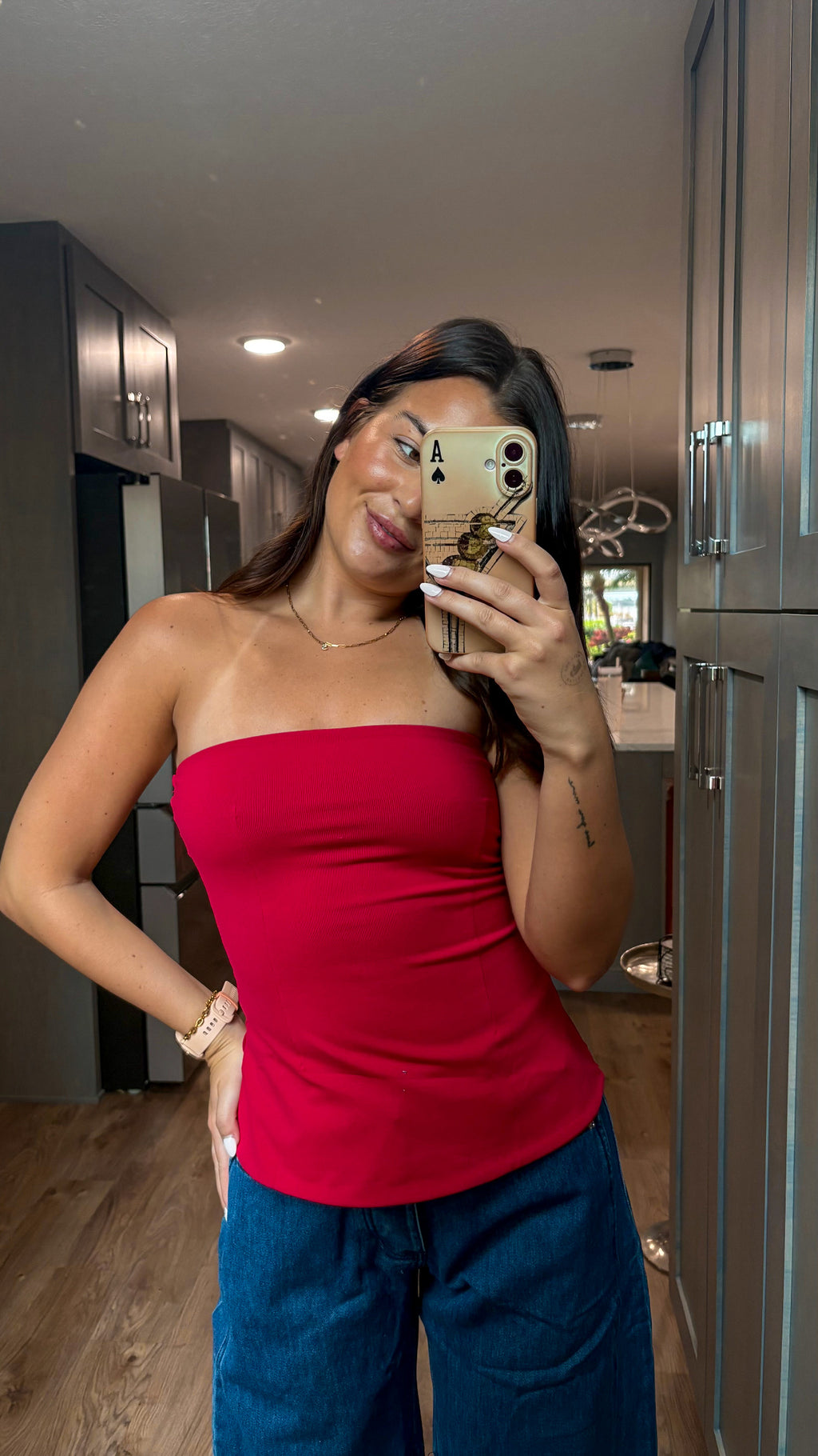 STRAPLESS FLARE TOP