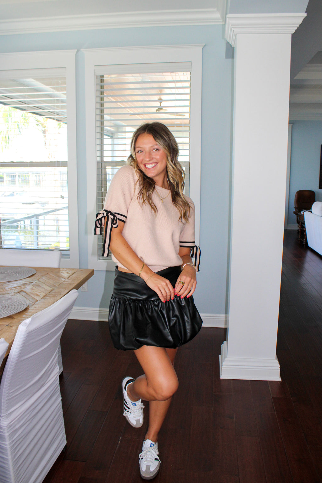 LEATHER BUBBLE MINI SKIRT