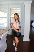 LEATHER BUBBLE MINI SKIRT